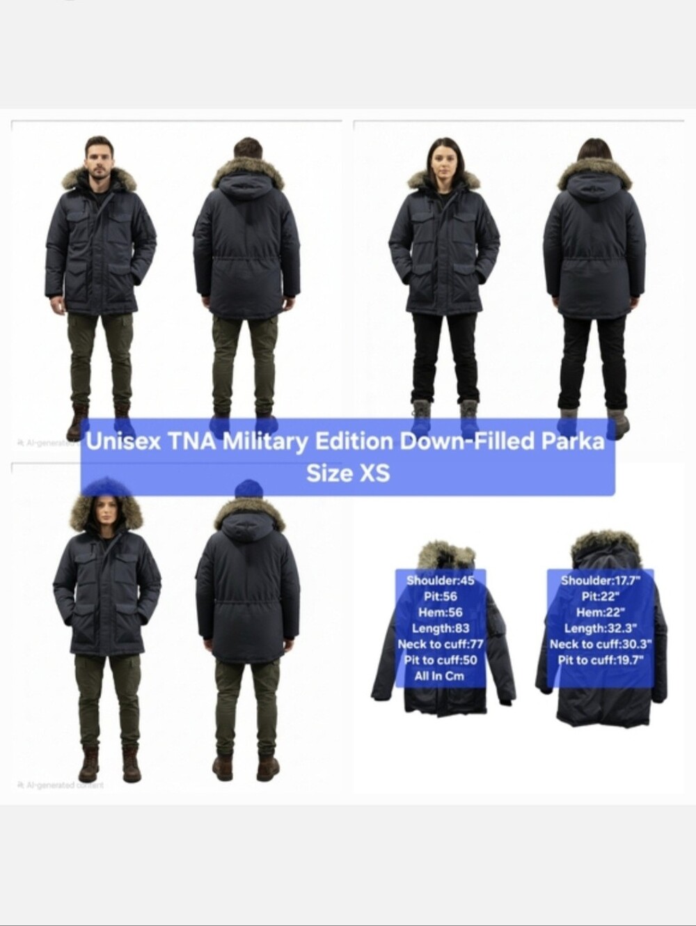 Unisex TNA Military Edition Down-Filled Parka Size XS